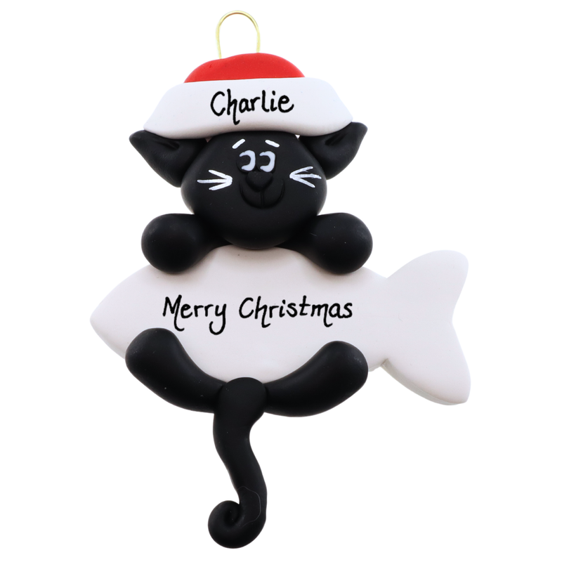 Hanging Cat Black Christmas Ornament