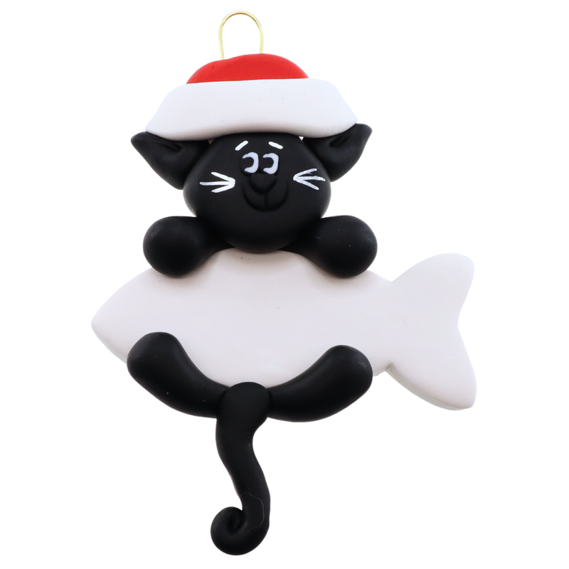 Hanging Cat Black Christmas Ornament
