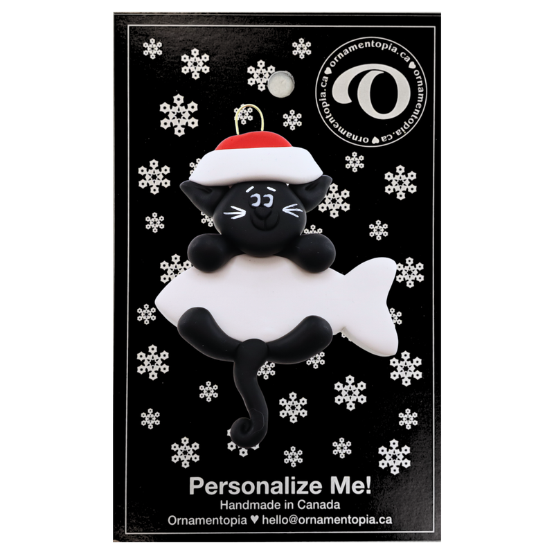 Hanging Cat Black Christmas Ornament