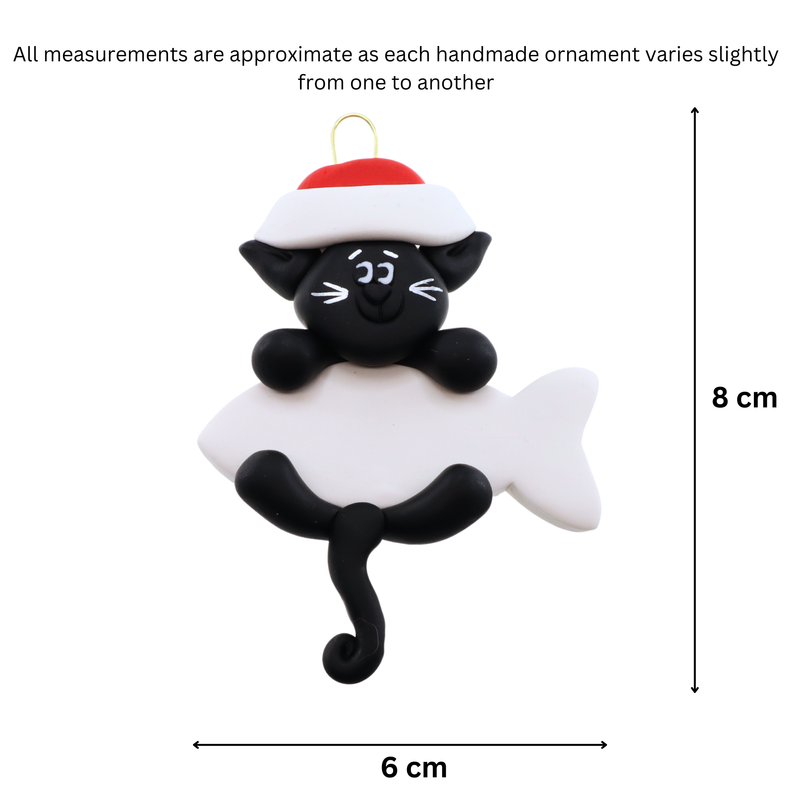 Hanging Cat Black Christmas Ornament