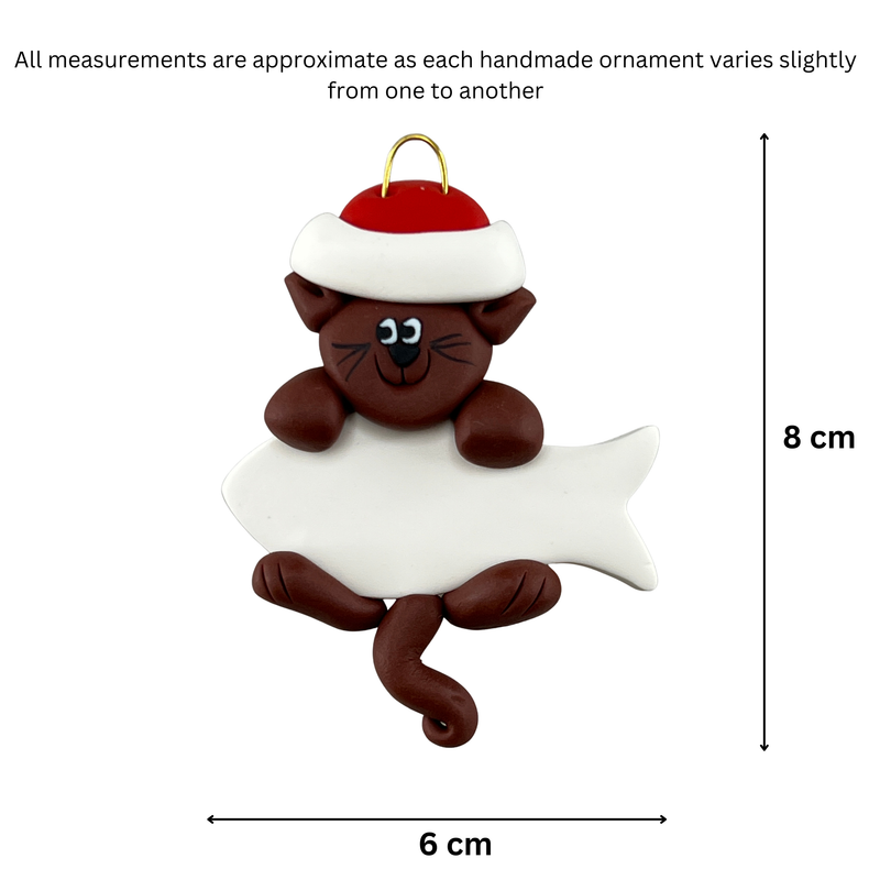 Hanging Cat Brown Christmas Ornament