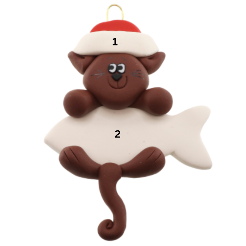 Hanging Cat Brown Christmas Ornament