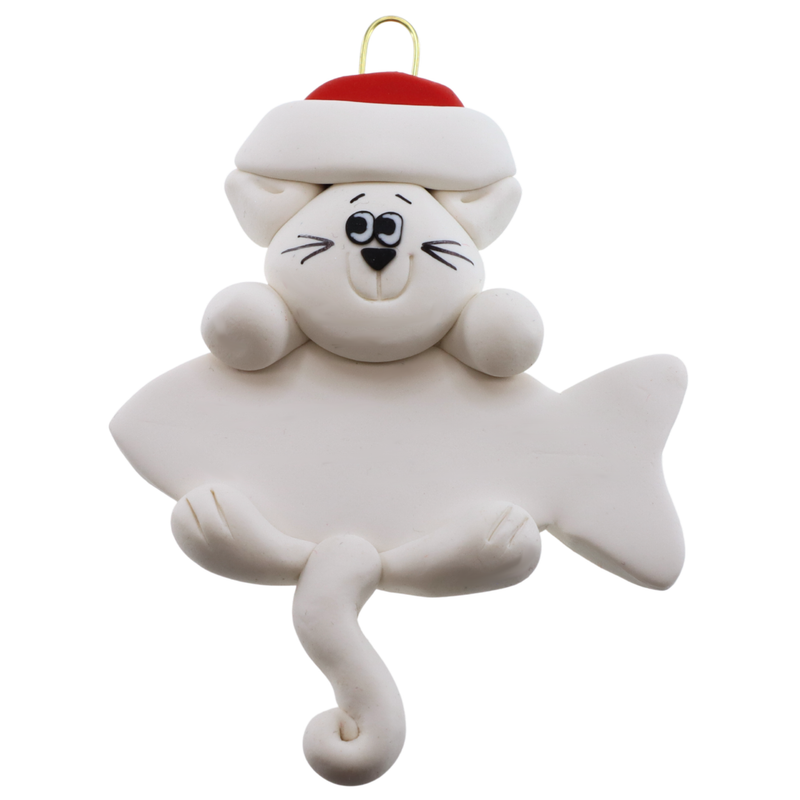 Hanging Cat White Christmas Ornament
