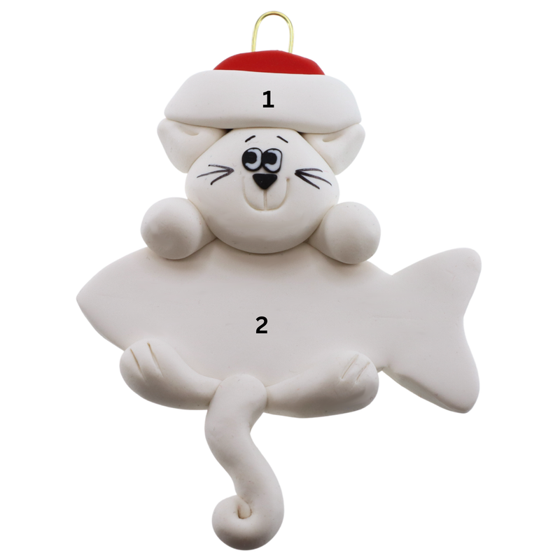 Hanging Cat White Christmas Ornament
