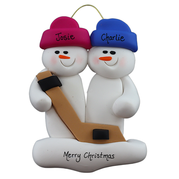 Hockey Snowmen Family of 2 Ornament