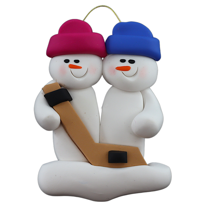 Hockey Snowmen Family of 2 Ornament