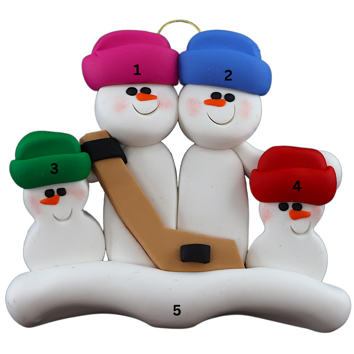 Hockey Snowmen Family of 4 Ornament