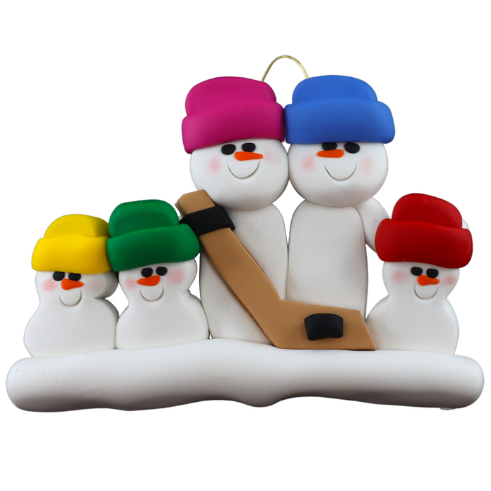 Hockey Snowmen Family of 5 Ornament