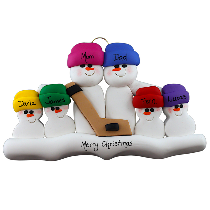 Hockey Snowmen Family of 6 Ornament