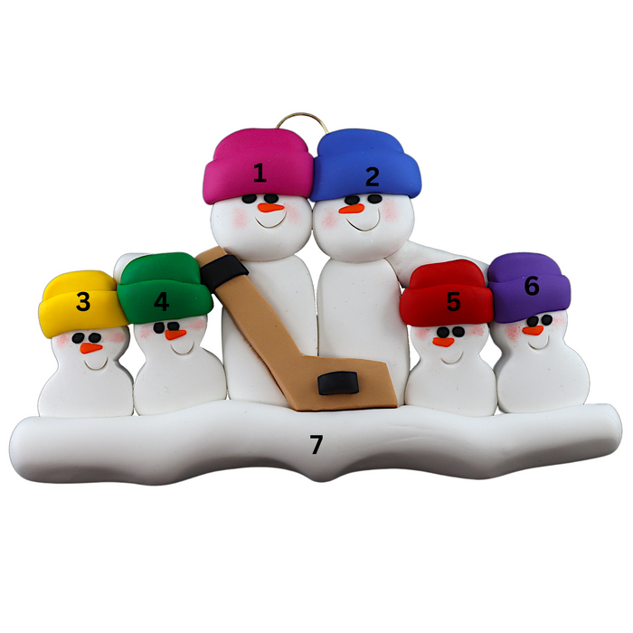 Hockey Snowmen Family of 6 Ornament