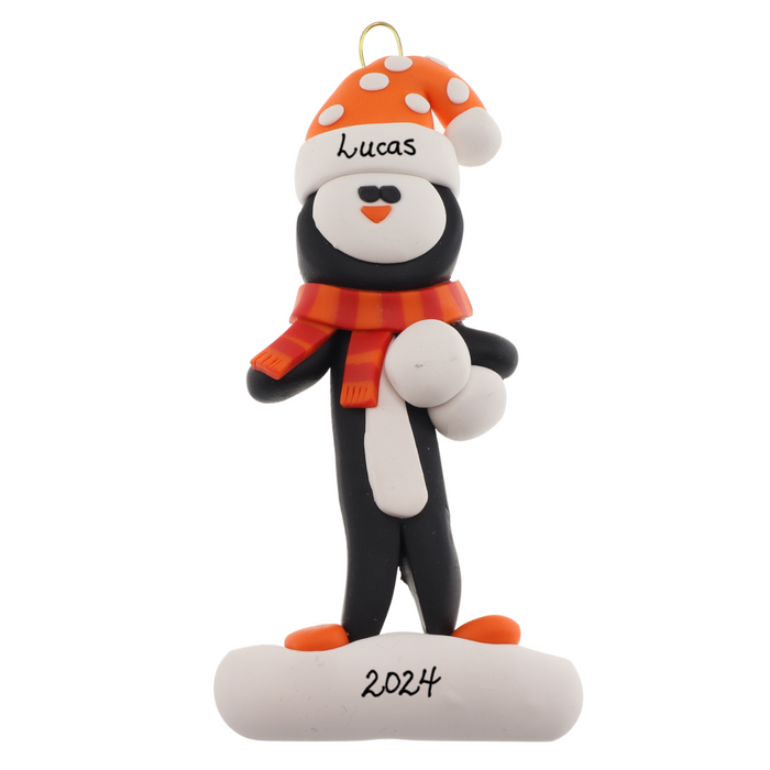 Holiday Adventure Penguin Ornament - Orange