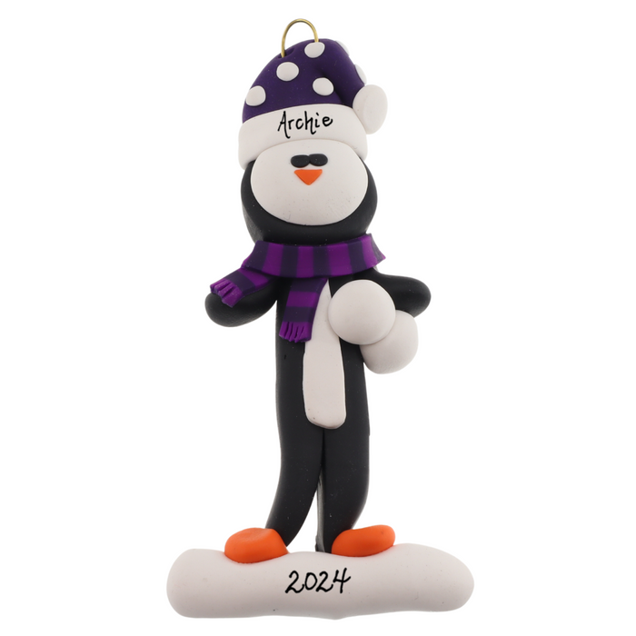 Holiday Adventure Penguin Ornament - Purple