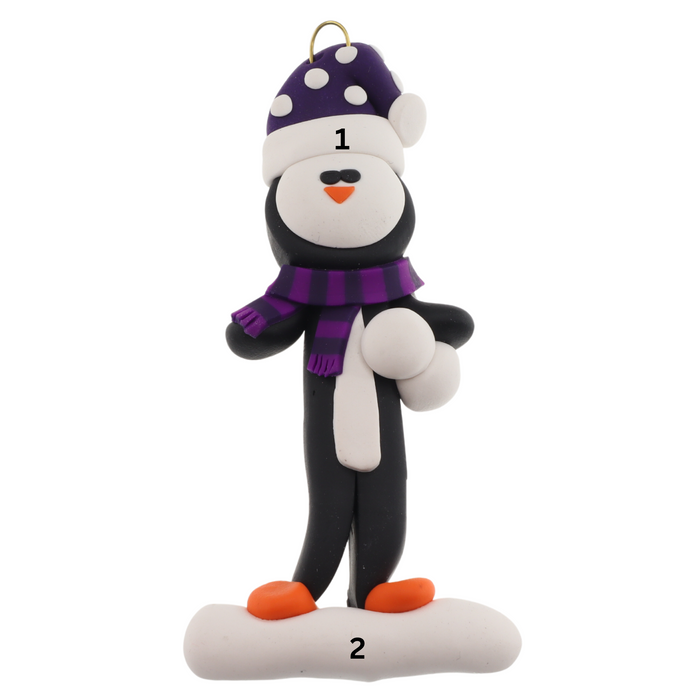 Holiday Adventure Penguin Ornament - Purple