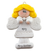 Angel wearing white with blonde hair ornament, personalized with name.