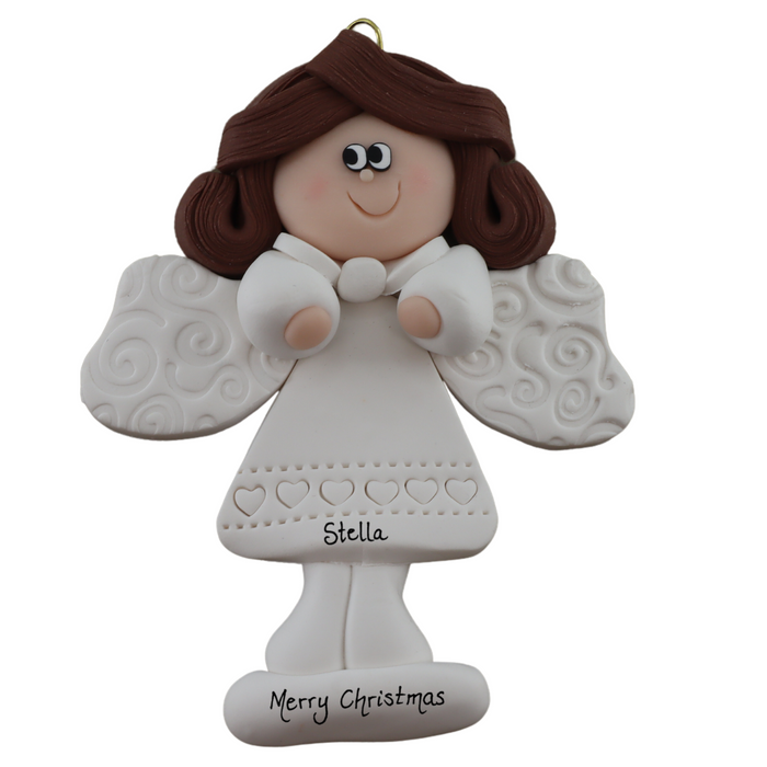 Holiday Angel Ornament - Brown Hair