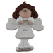 Angel wearing white with brown hair ornament, personalized with name.