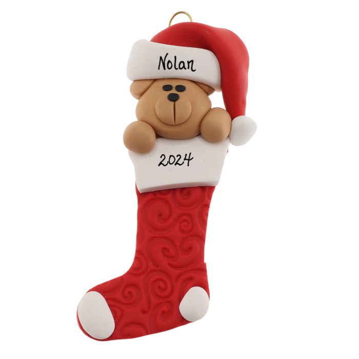 Holiday Bear in Stocking Ornament