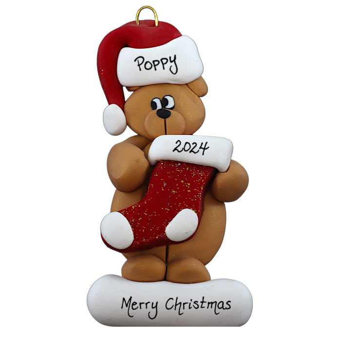 Holiday Bear with Stocking Ornament