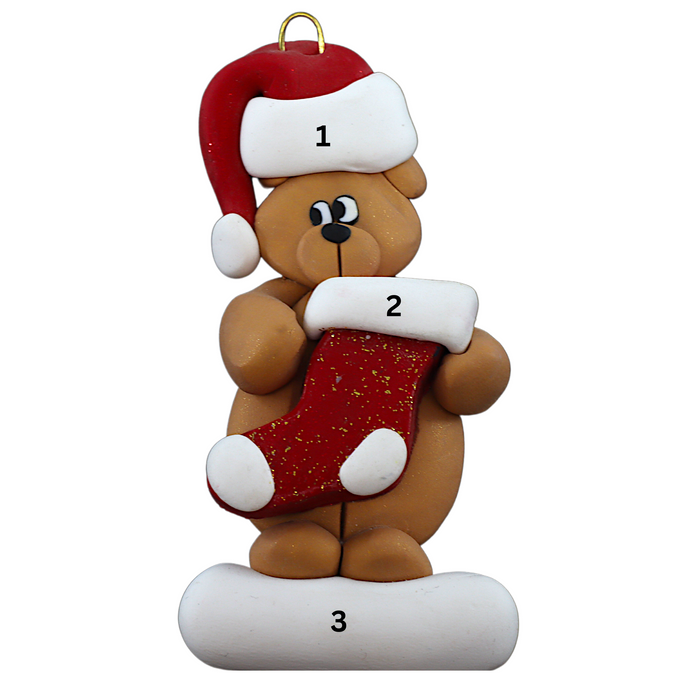 Holiday Bear with Stocking Ornament