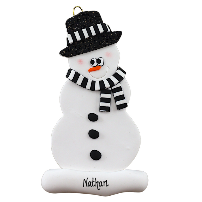 Holiday Black & White Snowman Ornament