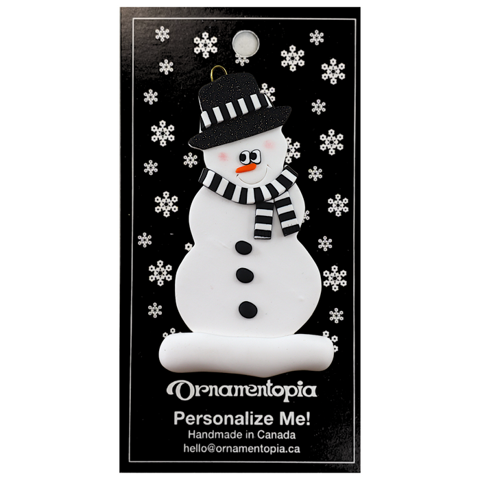 Holiday Black & White Snowman Ornament