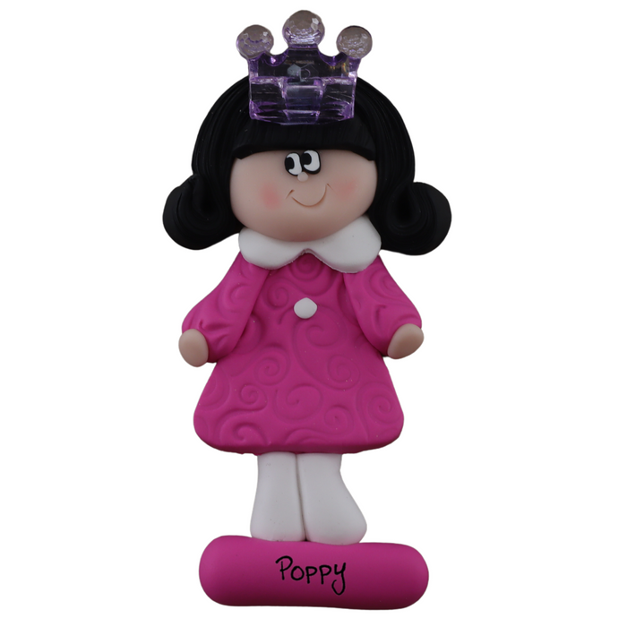 Holiday Princess Ornament - Black Hair