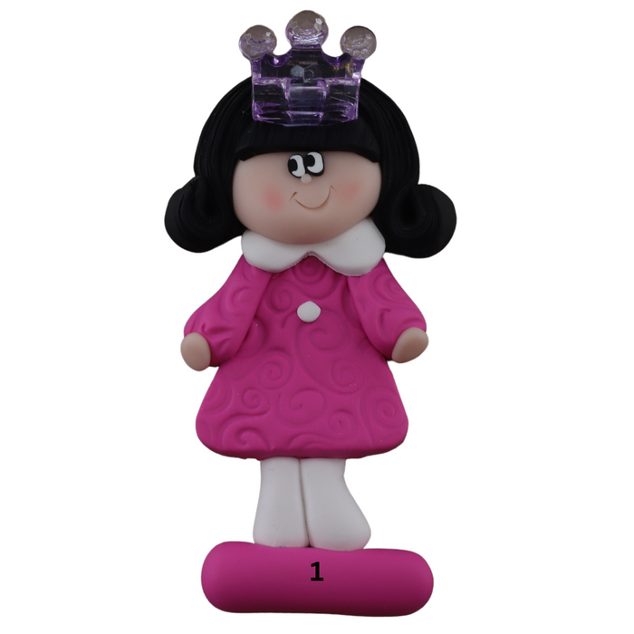 Holiday Princess Ornament - Black Hair