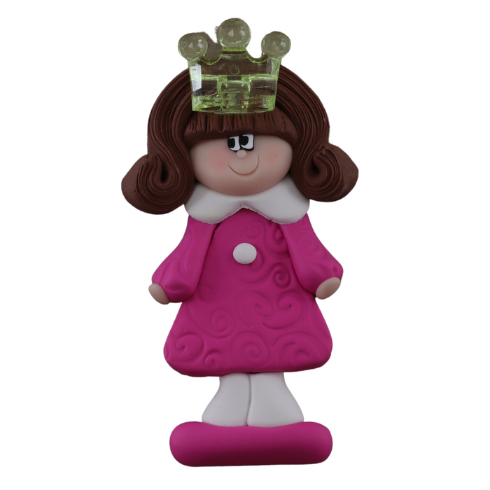 Holiday Princess Ornament - Brown Hair