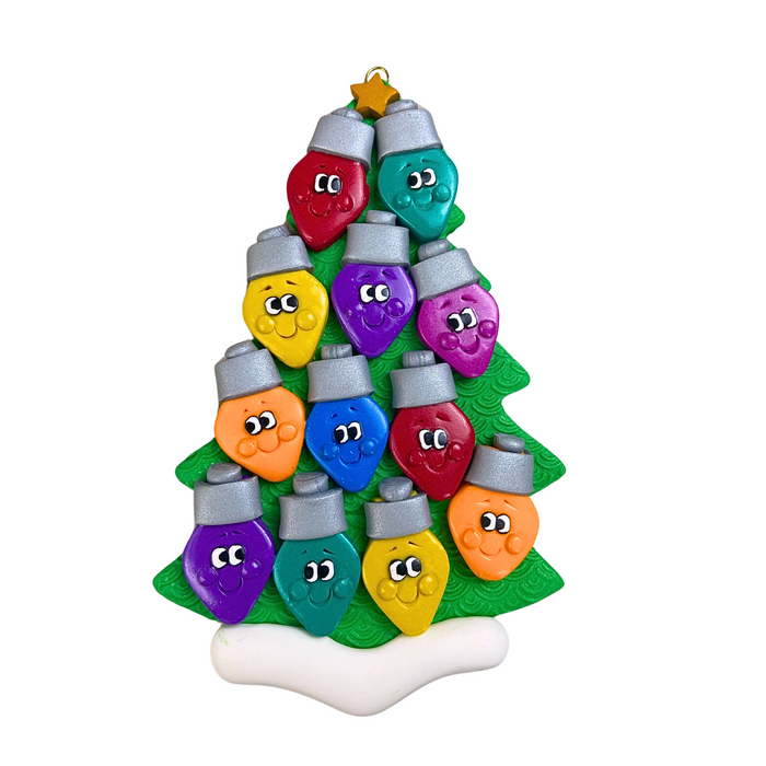 Light Bright Family of 12 Christmas Ornament