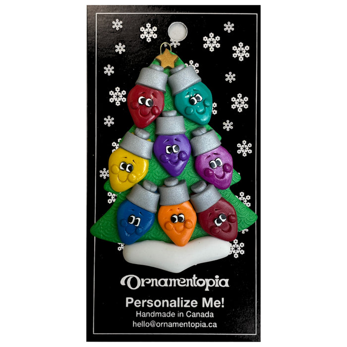 Light Bright Family of 8 Christmas Ornament