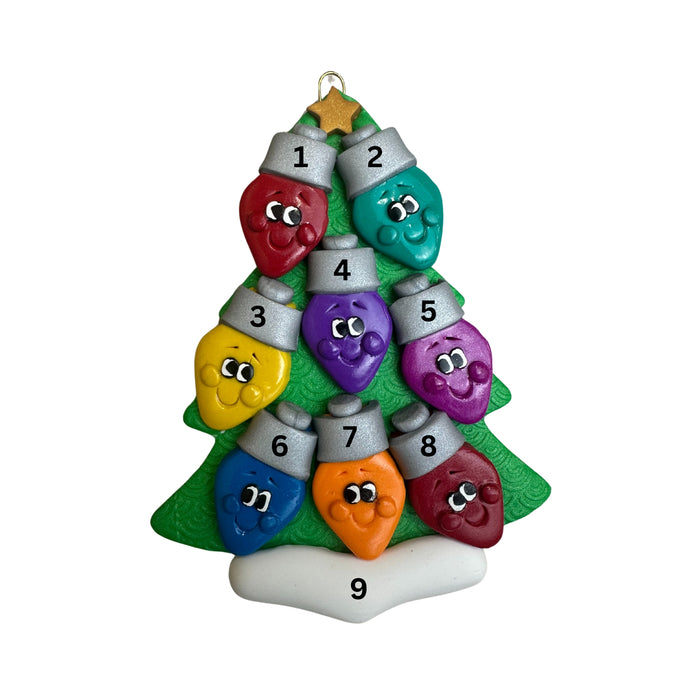 Light Bright Family of 8 Christmas Ornament