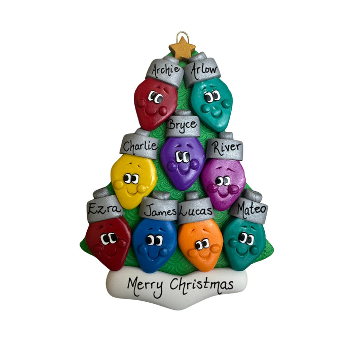 Light Bright Family of 9 Christmas Ornament