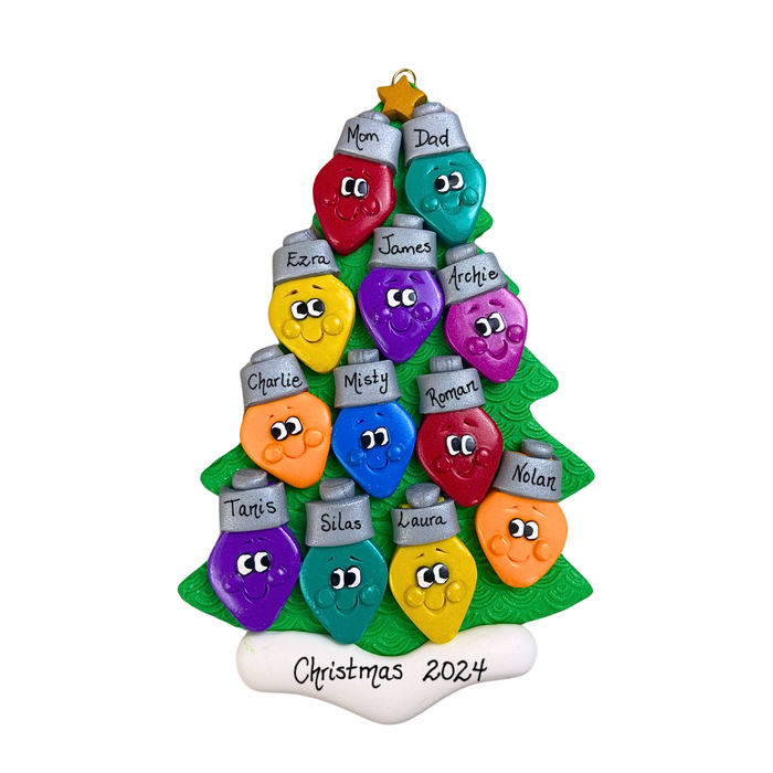 Light Bright Family of 12 Christmas Ornament