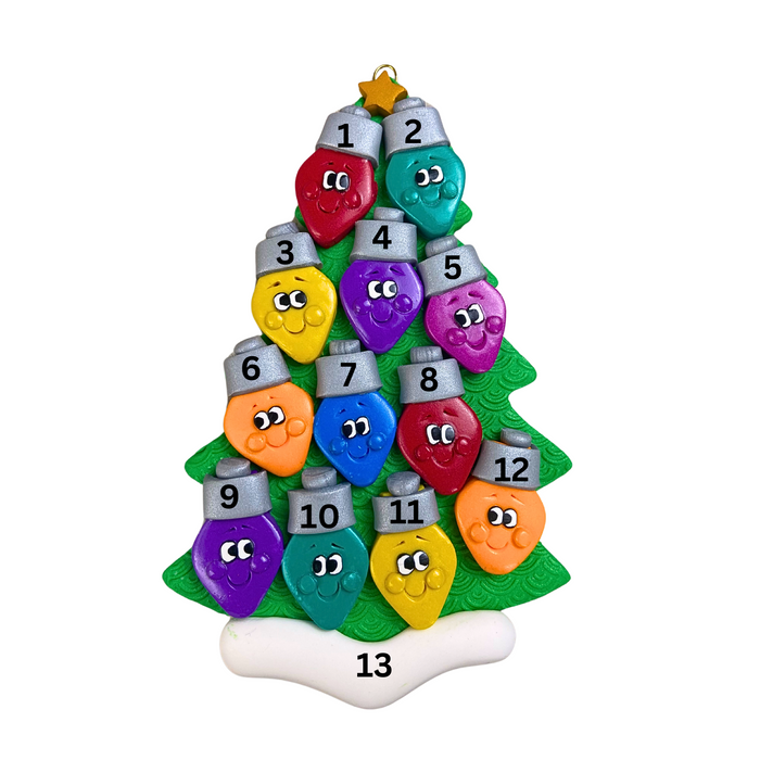 Light Bright Family of 12 Christmas Ornament