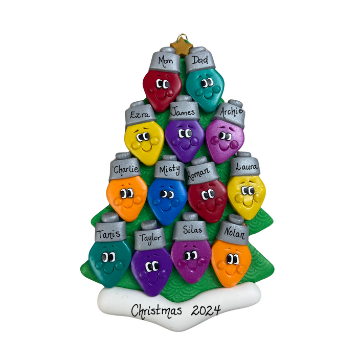 Light Bright Family of 13 Christmas Ornament