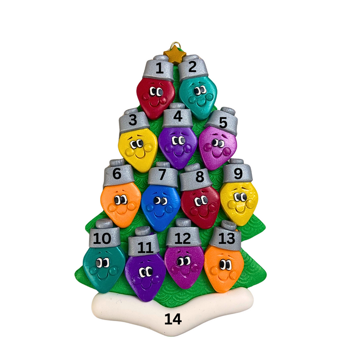 Light Bright Family of 13 Christmas Ornament