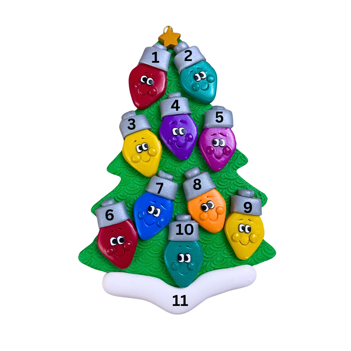 Light Bright Family of 10 Christmas Ornament