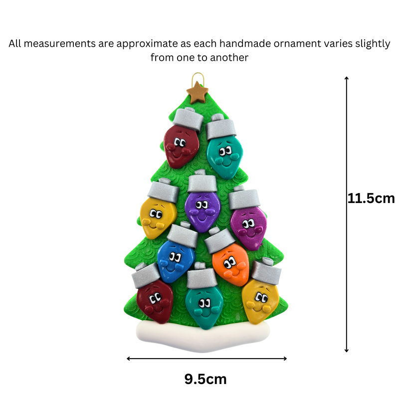 Light Bulb Family of 10 Christmas Ornament