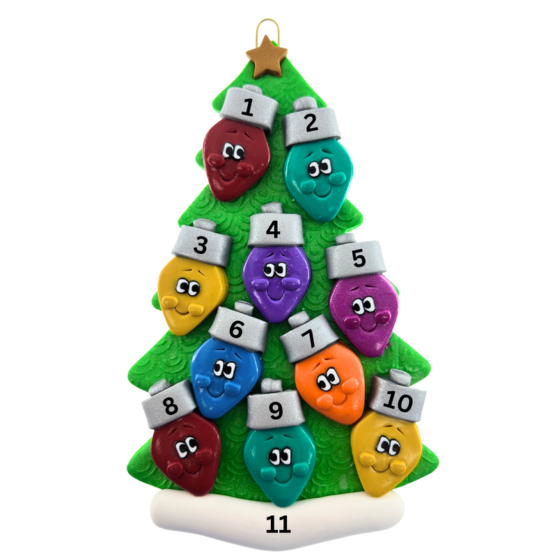 Light Bulb Family of 10 Christmas Ornament