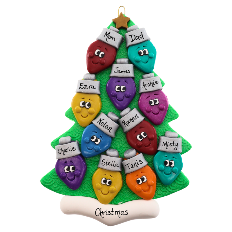 Light Bulb Family of 11 Christmas Ornament
