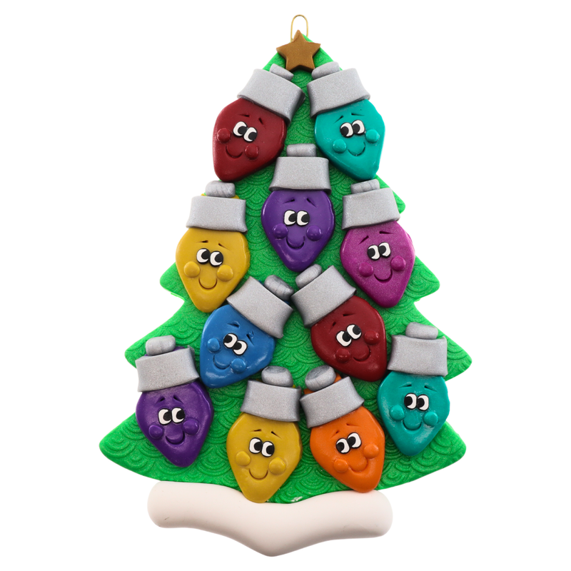 Light Bulb Family of 11 Christmas Ornament