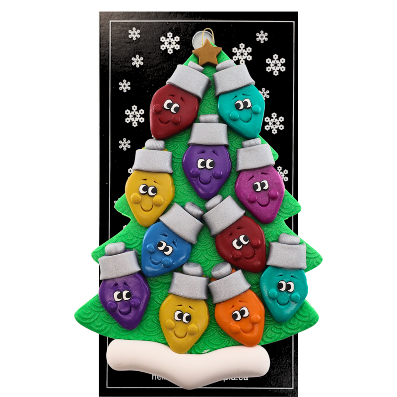 Light Bulb Family of 11 Christmas Ornament