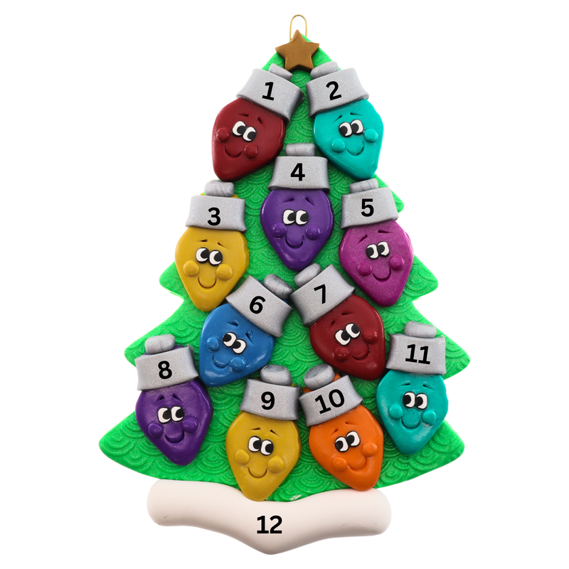 Light Bulb Family of 11 Christmas Ornament