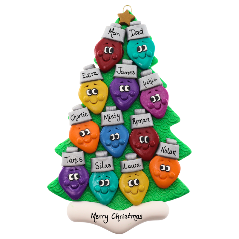 Light Bulb Family of 12 Christmas Ornament