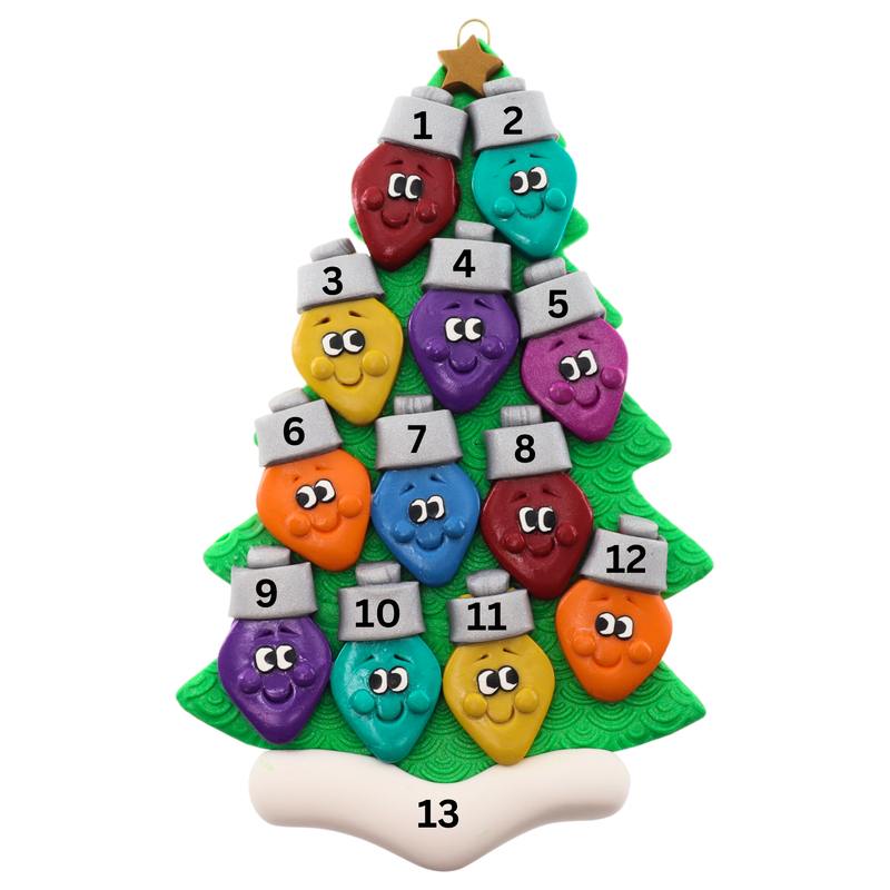 Light Bulb Family of 12 Christmas Ornament