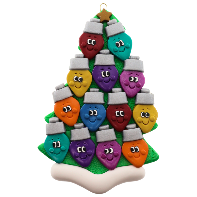 Light Bulb Family of 13 Christmas Ornament