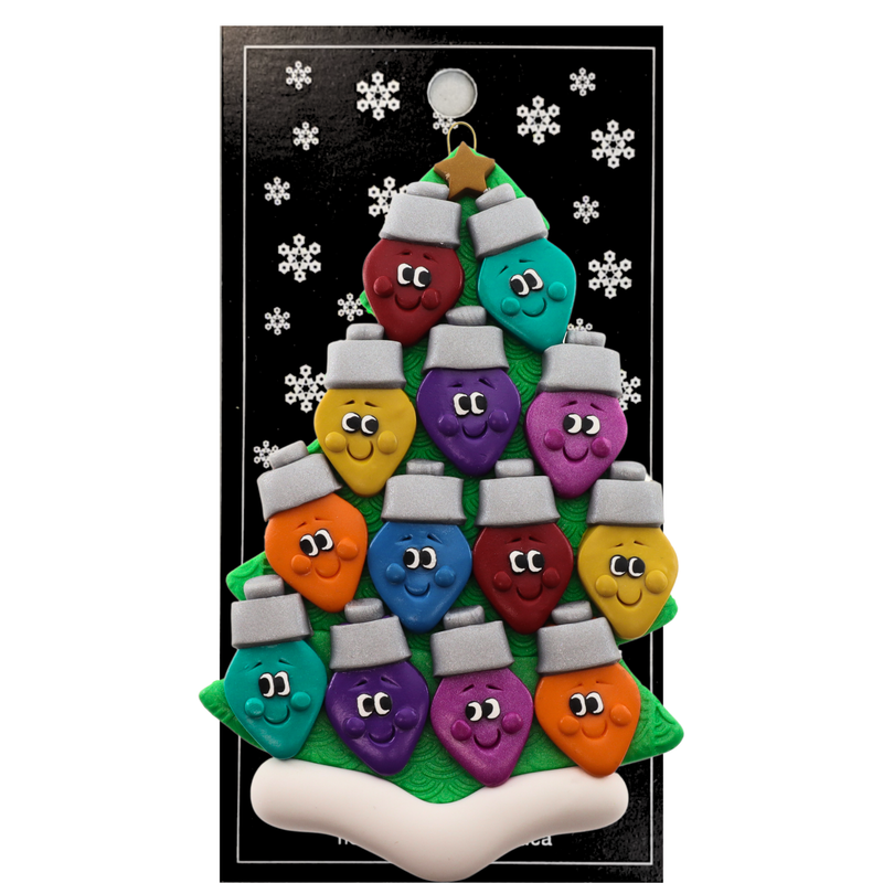 Light Bulb Family of 13 Christmas Ornament