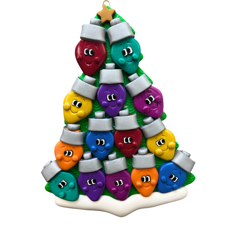 Light Bulb Family of 14 Christmas Ornament