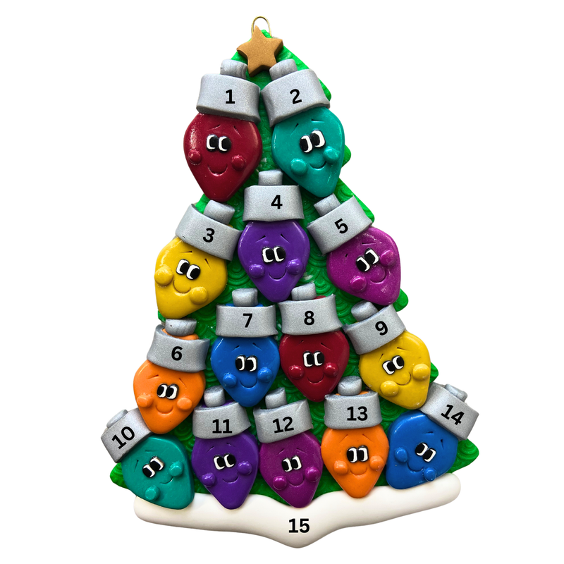 Light Bulb Family of 14 Christmas Ornament