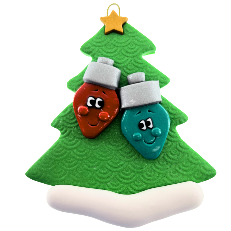 Light Bulb Family of 2 Christmas Ornament